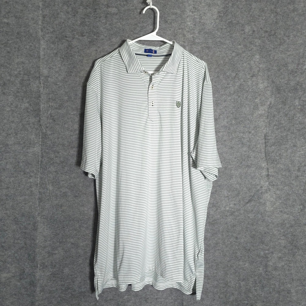 Stitch Golf Polo Mens XXL Green White Striped Performance Crest Shirt 15537